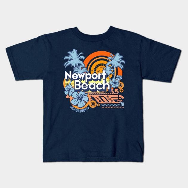 Newport Beach California Grunge Kids T-Shirt by Styleuniversal